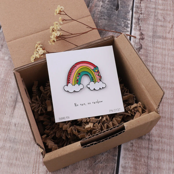 Attic Creations 'No Rain, No Rainbow With Cloud' Pin