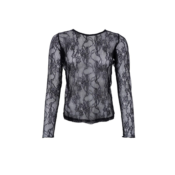 Black Colour Lara Lace Blouse - Black