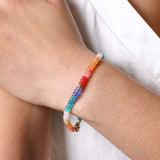 Lisa Angel Rainbow Rondelle Stone Beaded Bracelet