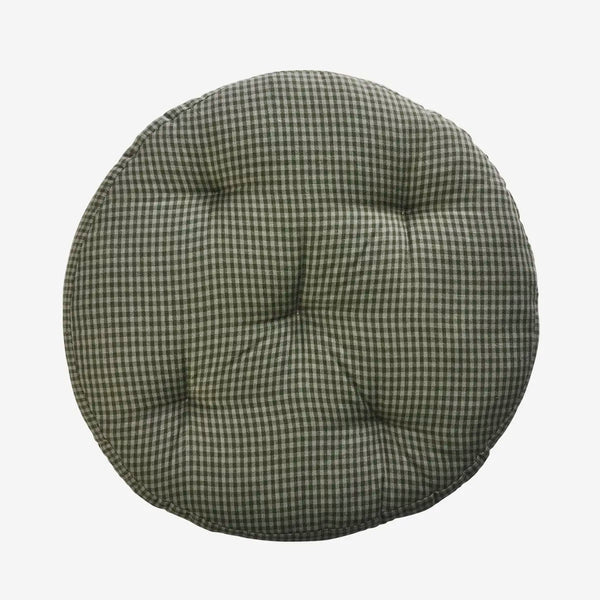 Round Cotton Chair Pad - Green/Laurel