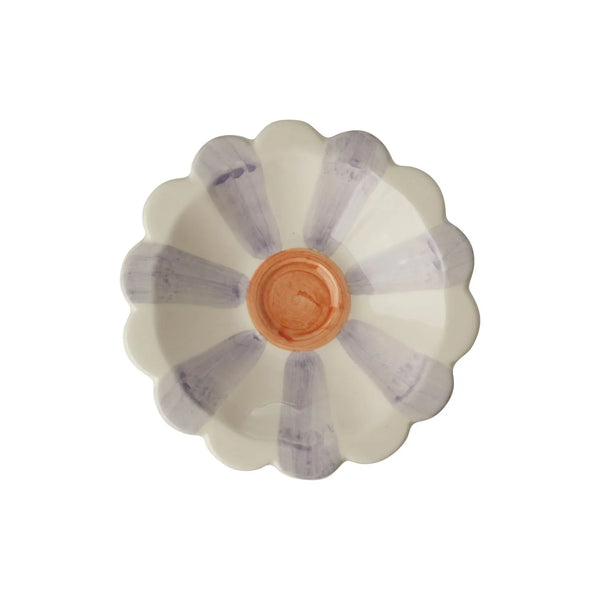 Small Ceramic Dipping Bowl - Lavender - Hand-Painted Stripes