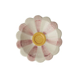 Small Ceramic Dipping Bowl - Pink - Hand-Painted Stripes