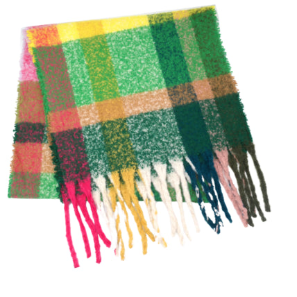 Miss Sparrow Vibrant Check Scarf - Green