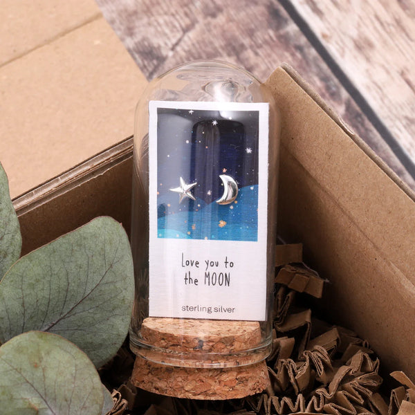 Attic Creations 'Love You To The Moon' Earrings - Silver or Gold