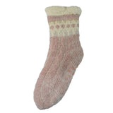 Gemjar Pink Patterned Fleece Lined Cable Knit Slipper Socks