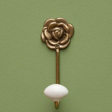 Metal and Ceramic Hook Golden Rose
