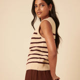 Nobody's Child Beige Striped Button Through Vest