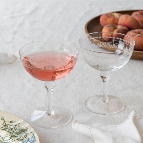 Vintage Etched Coupe Glass