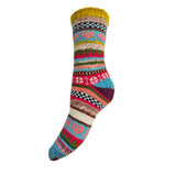 Gemjar Multi Coloured, Yellow Cuff, Scandi Patterned Socks