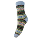 Gemjar Pale Blue, Green & Black Patterned Wool Blend socks