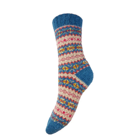 Gemjar Teal & Fawn Patterned Ladies Socks