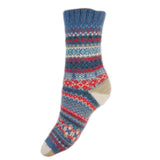 Gemjar Blue, Cream & Red Patterned Ladies Socks