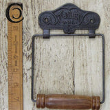 Toilet Roll Holder - Antique Iron & Wood