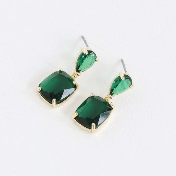 Alix Allure Stone Cut Earrings- Emerald