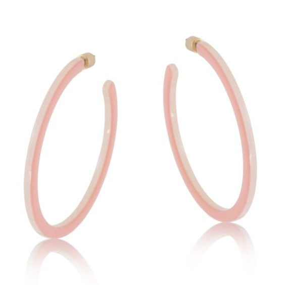 Big Metal Melia Resin Hoop Earrings - Pink