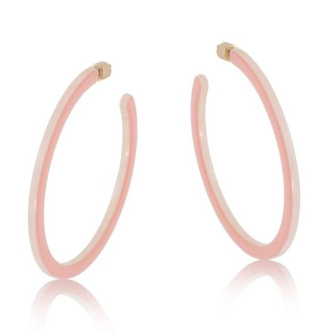 Big Metal Melia Resin Hoop Earrings - Pink