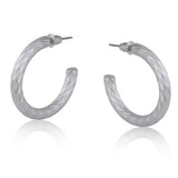 Big Metal Marina Textured Hoop Earrings - Silver