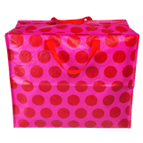 Jumbo Storage Bag - Red on Pink Spots