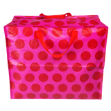 Jumbo Storage Bag - Red on Pink Spots