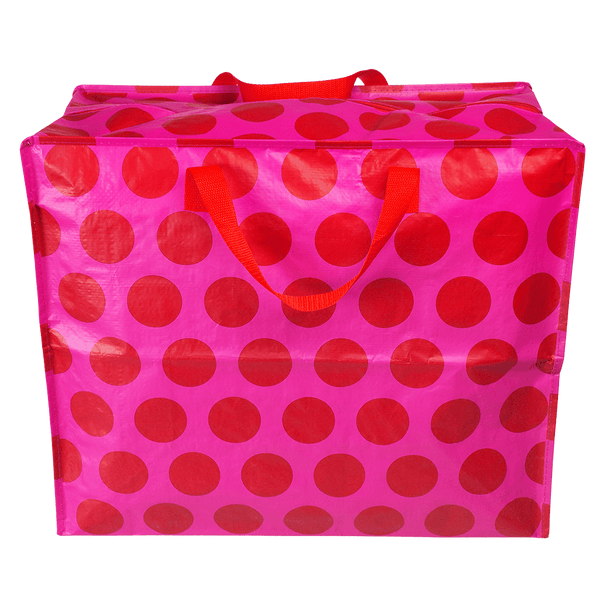 Jumbo Storage Bag - Red on Pink Spots