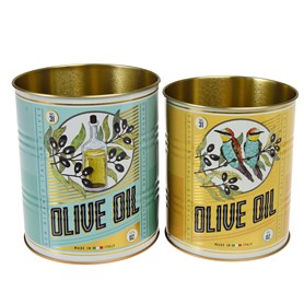 Vintage Inspired Jumbo Olive Oil Storage Tins