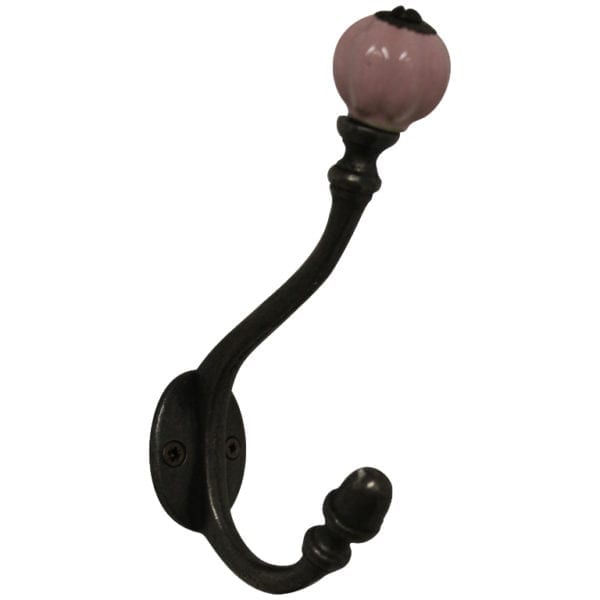 Ceramic Coat Acorn Hook with Shell Tip - Pink