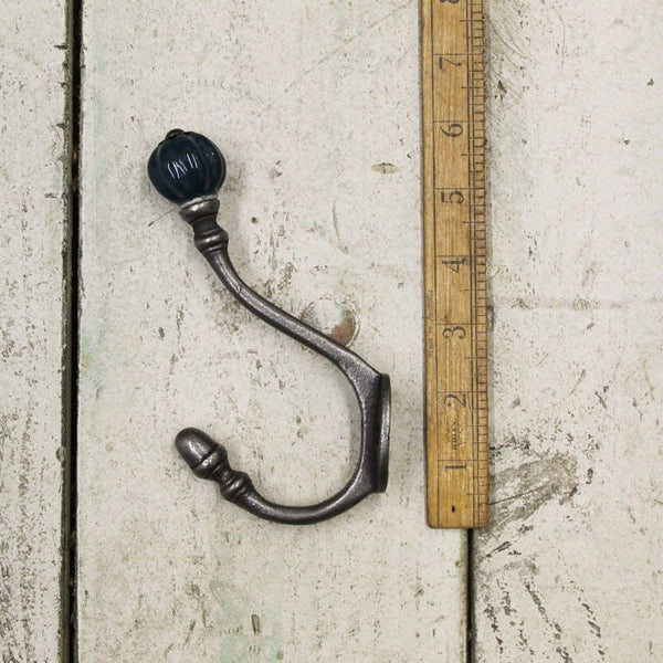 Ceramic Coat Acorn Hook with Shell Tip - Teal