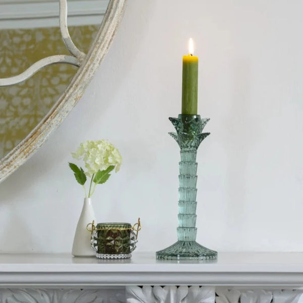 Montebello Glass Candlestick - Green