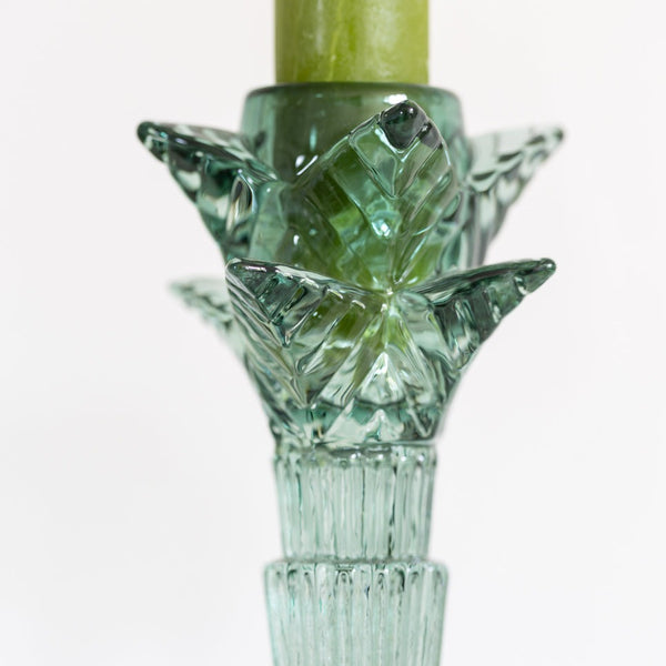 Montebello Glass Candlestick - Green