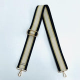 Crossbody Bag  Strap - Black Beige Gold Stripe