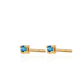 Scream Pretty Teeny Tiny Stud Earrings - Gold Blue Stones
