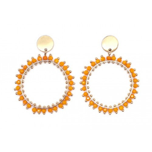 Double Round Drop With Glass Beads