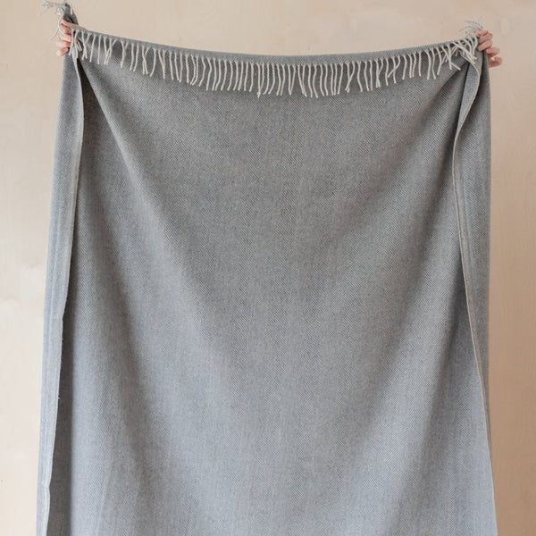 Recycled Wool Blanket - Charcoal Herringbone
