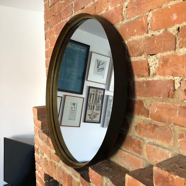 Large Black & Bronze Deep Metal Frame Mirror - 80CM