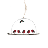 Five Robins on Perch Decoration