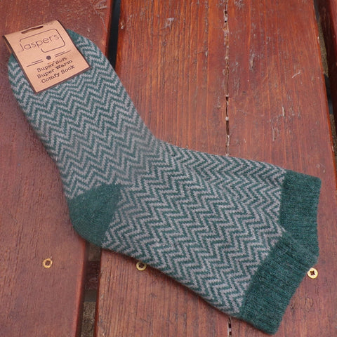 Jasper Green/Grey Herringbone Mens Socks