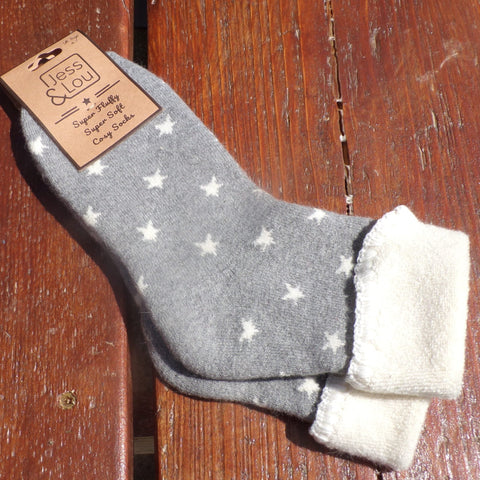Jess & Lou Star Ladies Cuff Socks - Grey