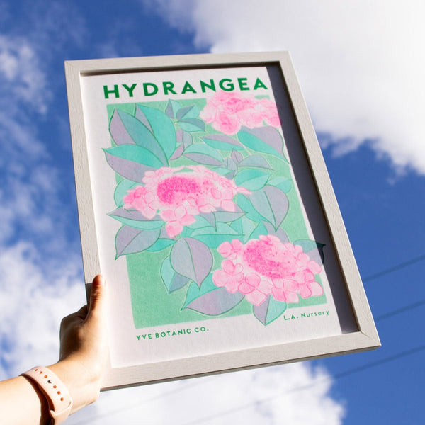 Hydrangea Risograph Framed Print