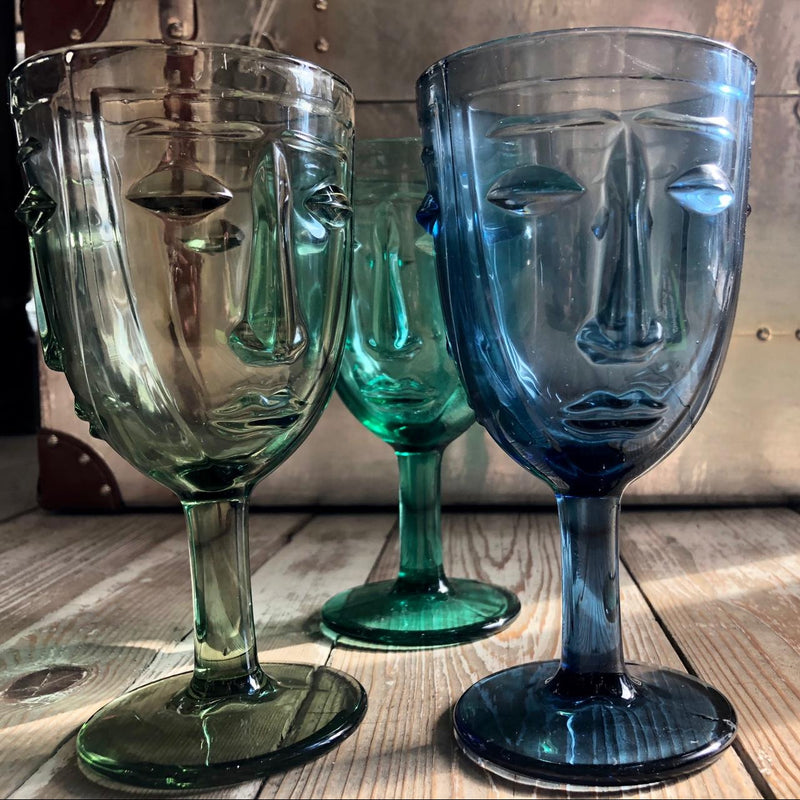 Deco Face Wine Glasses