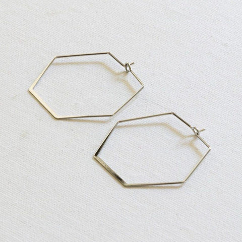 Big Metal Iro Hexagon Hoop Earrings Gold