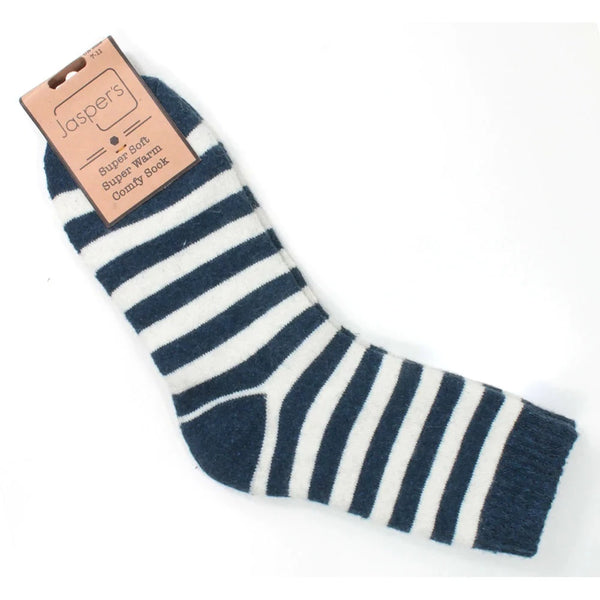 Jasper Wide Stripe Socks - Navy/White