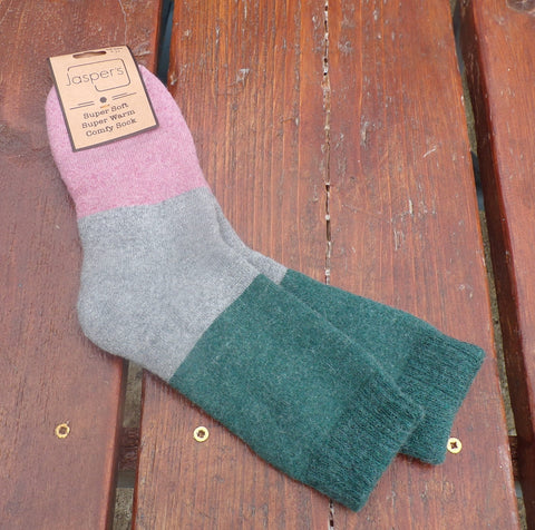 Jasper's Block Socks - Pink/Grey/Green