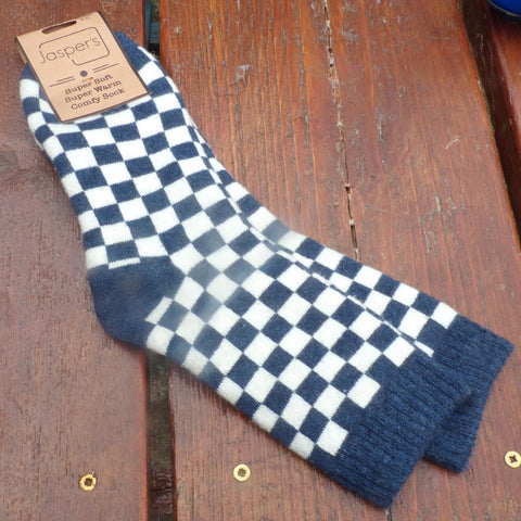 Jasper's Check Socks - Navy/White