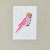 Iron on Patch - Pink Budgie