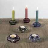 Glass Candleholder Duo - Light Blue