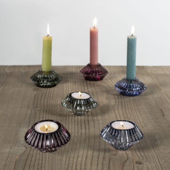 Glass Candleholder Duo - Light Blue