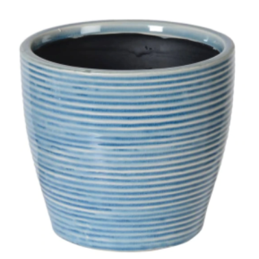 Blue Ribbed Pot