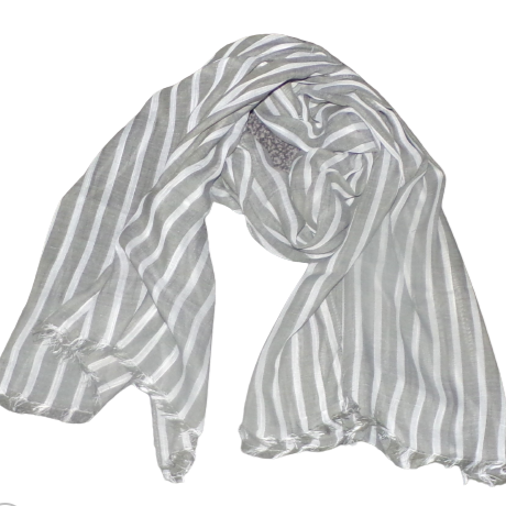 Grey & White Stripe Scarf