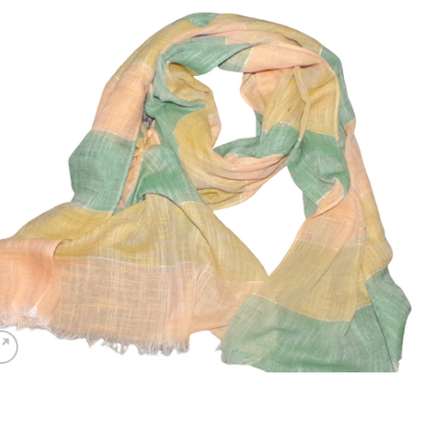 Green & Cream Stripe Scarf
