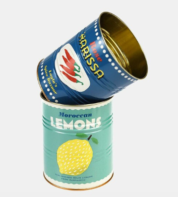 Vintage Inspired Jumbo Lemon and Harissa Storage Tins